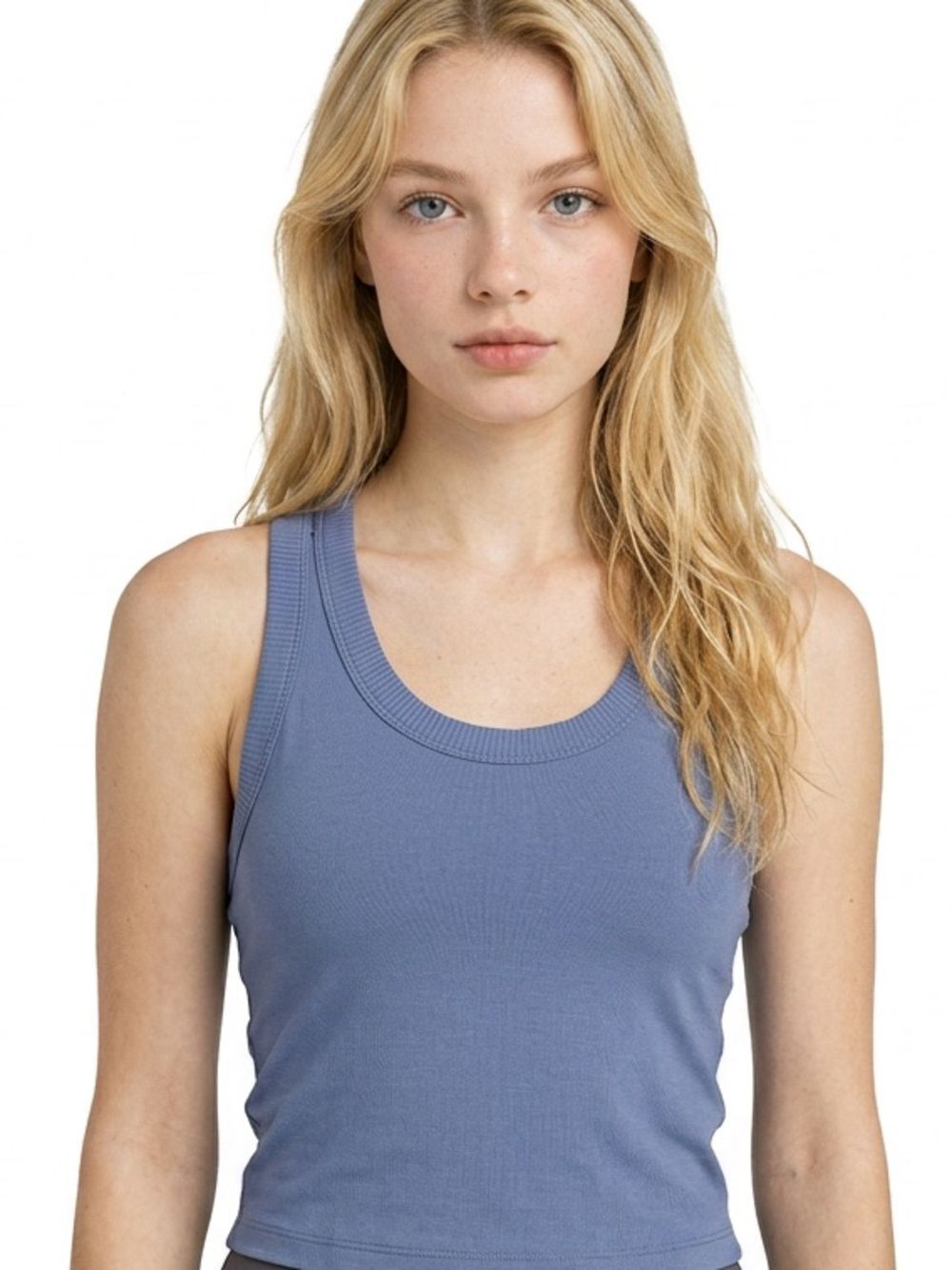 ATHLETA | Powder Blue Sheer Accent Active Tank Top Ribbed Trim Women’s Size XXS